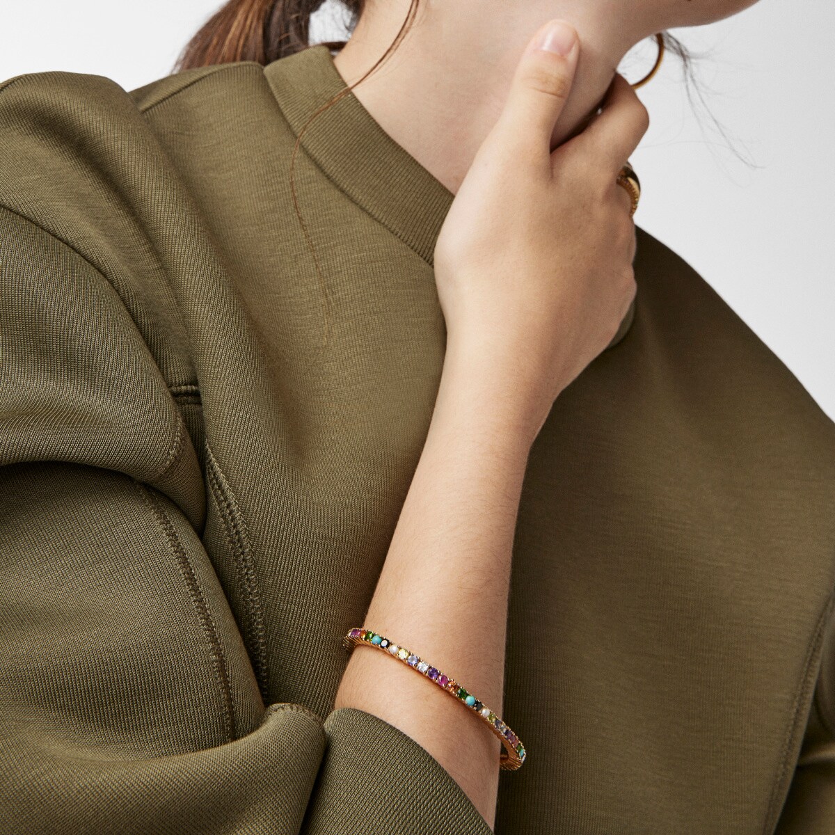Pulsera con baño de oro 18 kt sobre plata y gemas Straight Color
