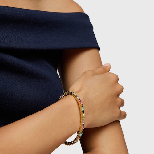 Pulsera con baño de oro 18 kt sobre plata y gemas Straight Color