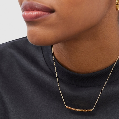 Collar barra con ba&ntilde;o de oro 18 kt sobre plata Straight