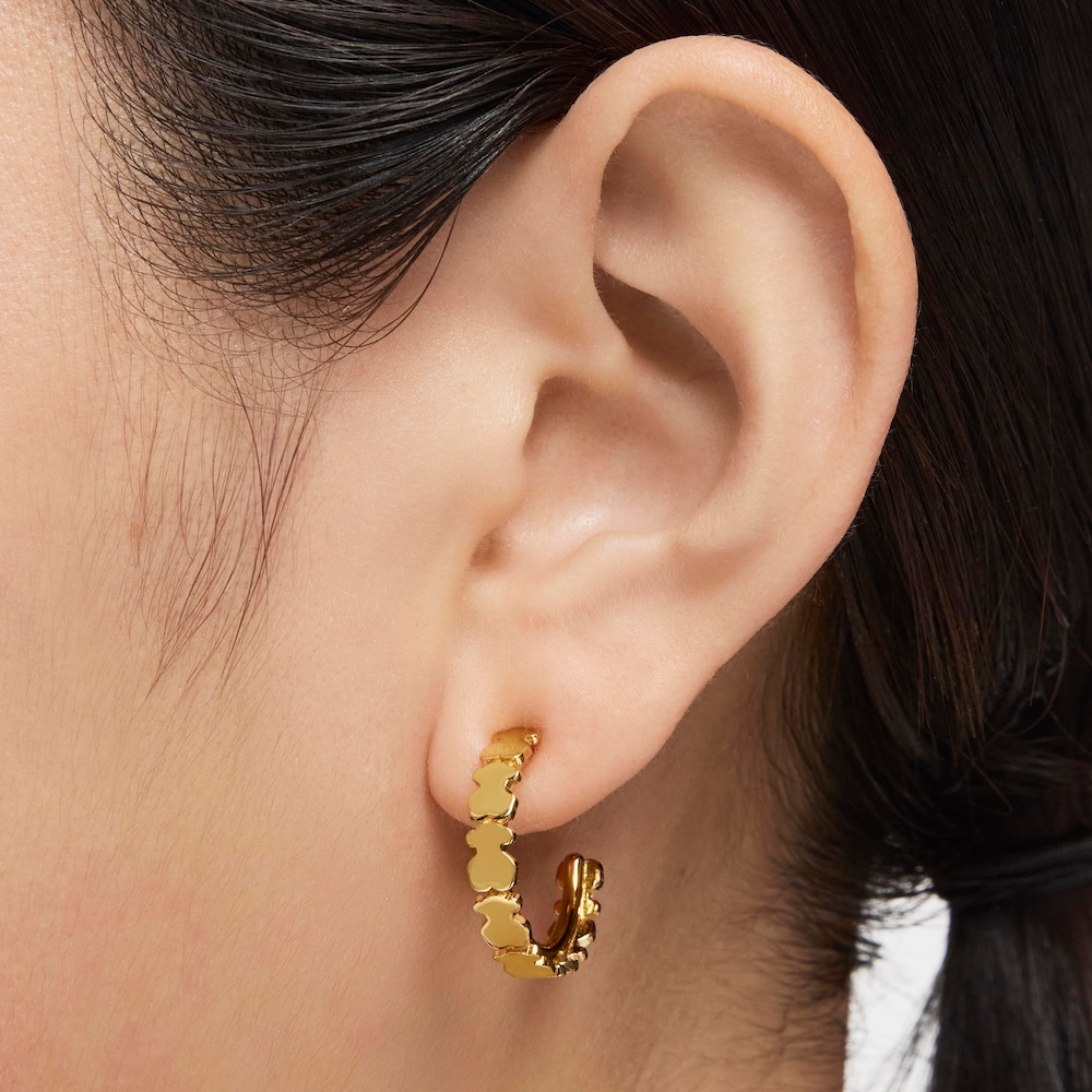 Silver vermeil Straight hoop Earrings