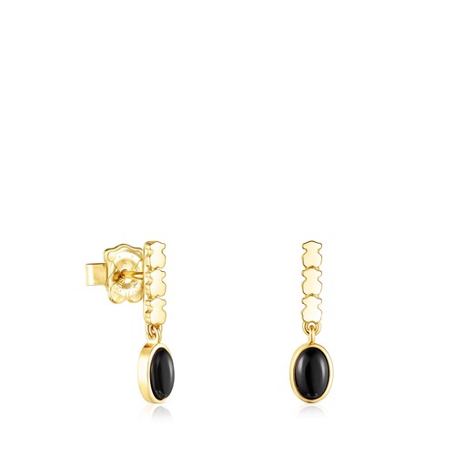 Silver Vermeil Straight Earrings with Onyx image number 0
