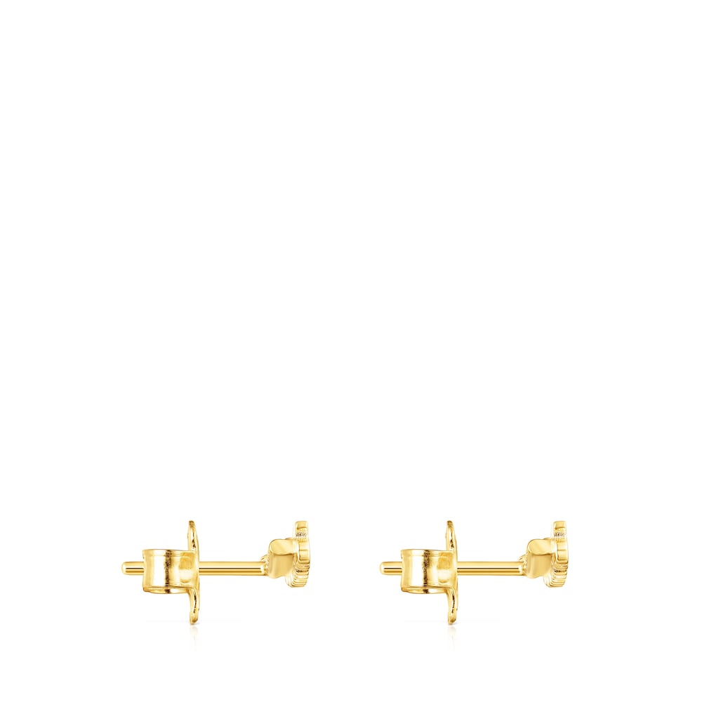 Pendientes trepadores osos con baño de oro 18 kt sobre plata Straight image number 1