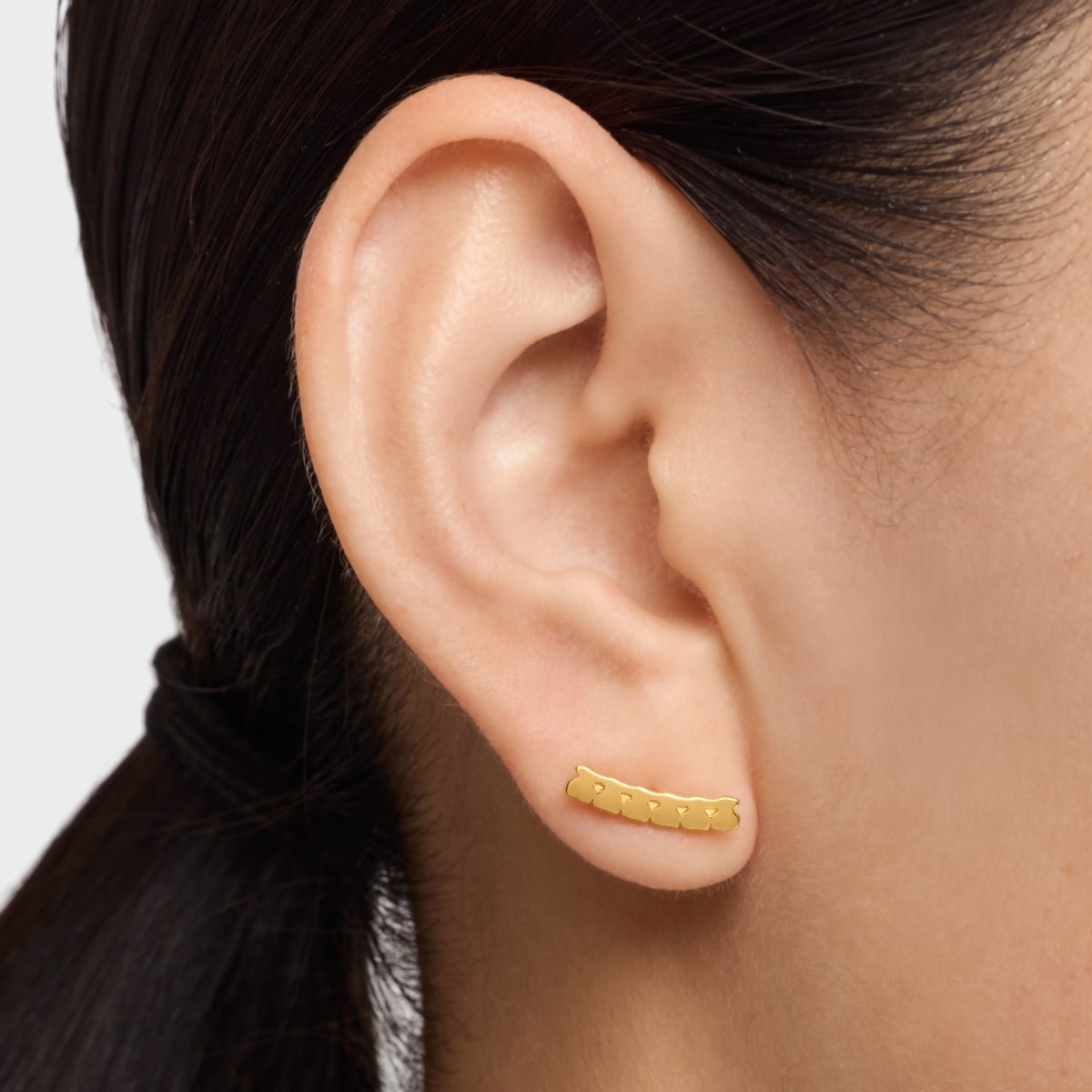 Pendientes trepadores osos con baño de oro 18 kt sobre plata Straight