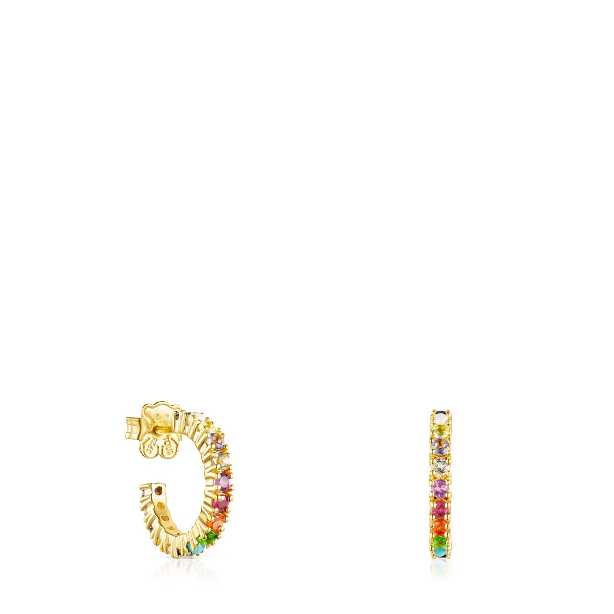 Pendientes aro con baño de oro 18 kt sobre plata y gemas Straight Color
