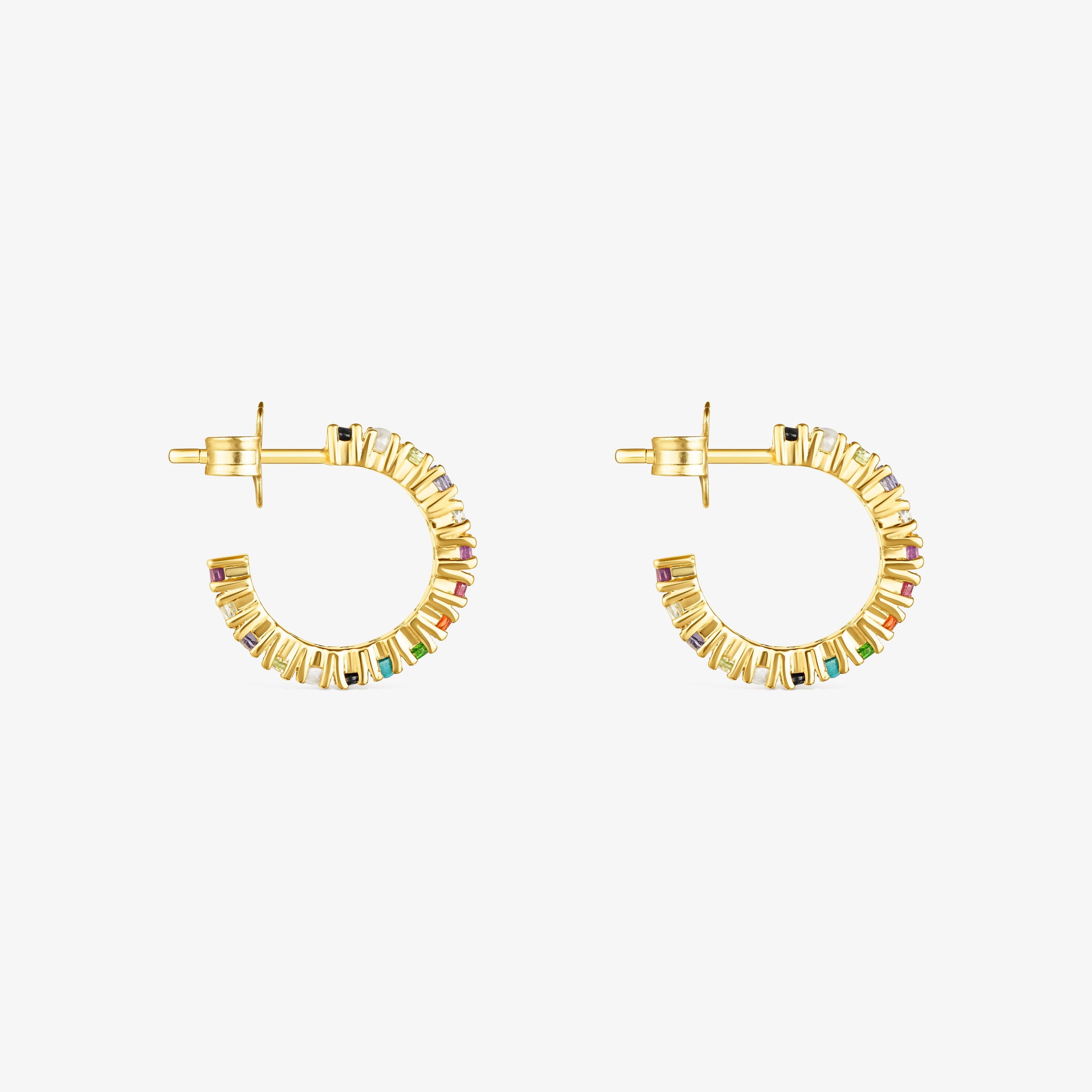 18K gold vermeil Straight Color Hoop Earrings with Gemstones