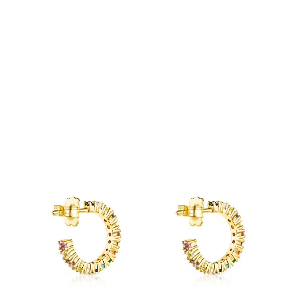 Pendientes aro con baño de oro 18 kt sobre plata y gemas Straight Color