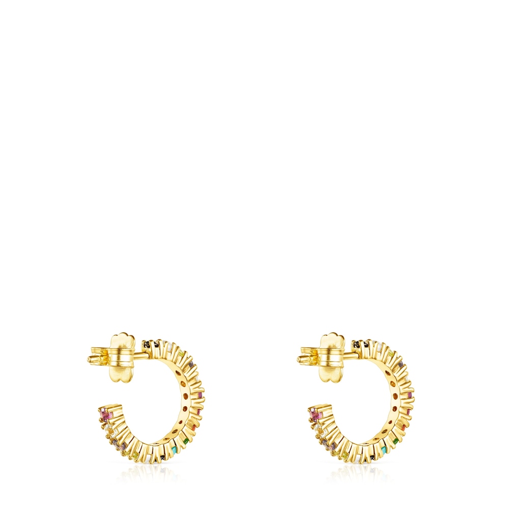Pendientes aro con baño de oro 18 kt sobre plata y gemas Straight Color Pendientes aro con baño de oro 18 kt sobre plata y gemas Straight Color