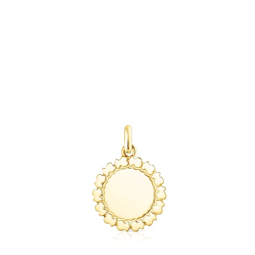 Colgante medalla con baño de oro 18 kt sobre plata Straight