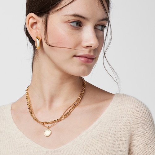 Colgante medalla con baño de oro 18 kt sobre plata Straight