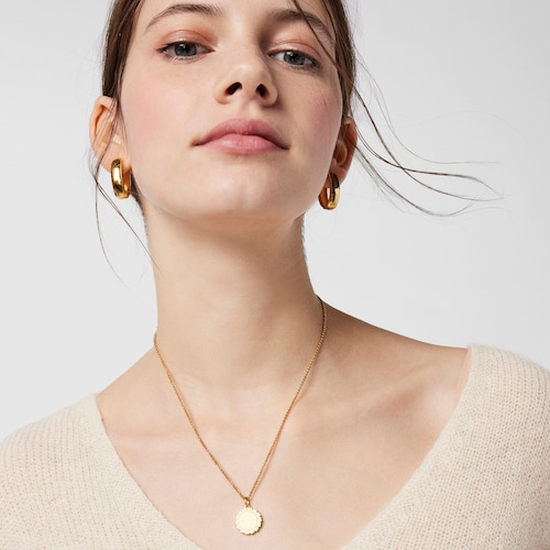 Colgante medalla con baño de oro 18 kt sobre plata Straight