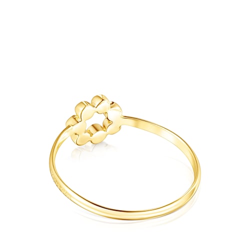 Gold Straight Color disc Ring with Gemstones