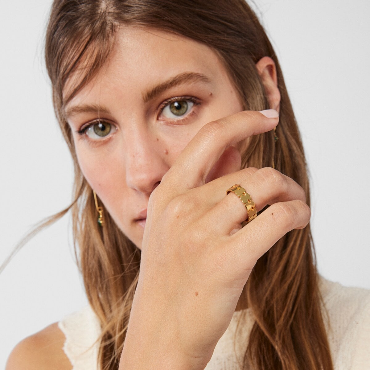 Anillo aro con baño de oro 18 kt sobre plata Straight