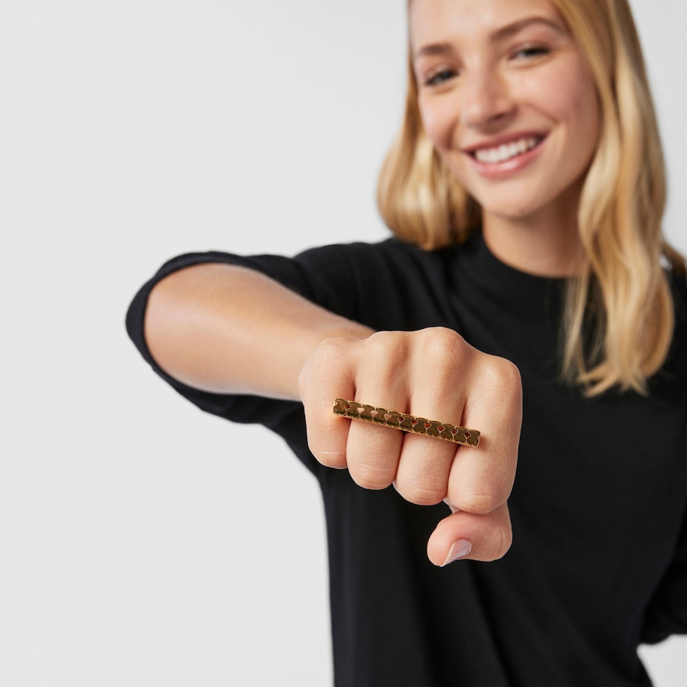 Anillo doble de plata vermeil Straight
