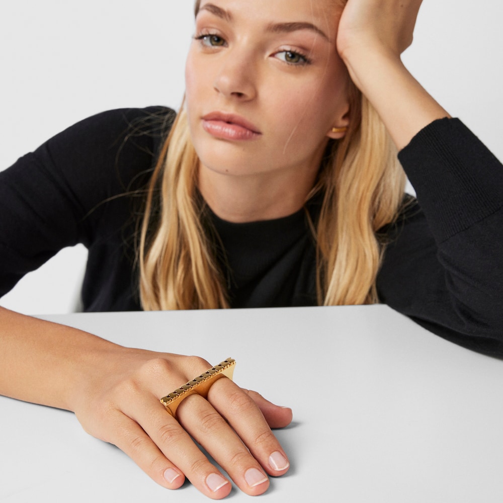 Anillo doble de plata vermeil Straight