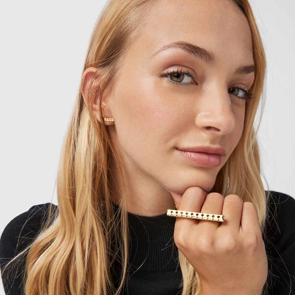Anillo doble de plata vermeil Straight