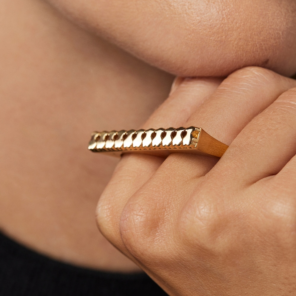 Anillo doble de plata vermeil Straight
