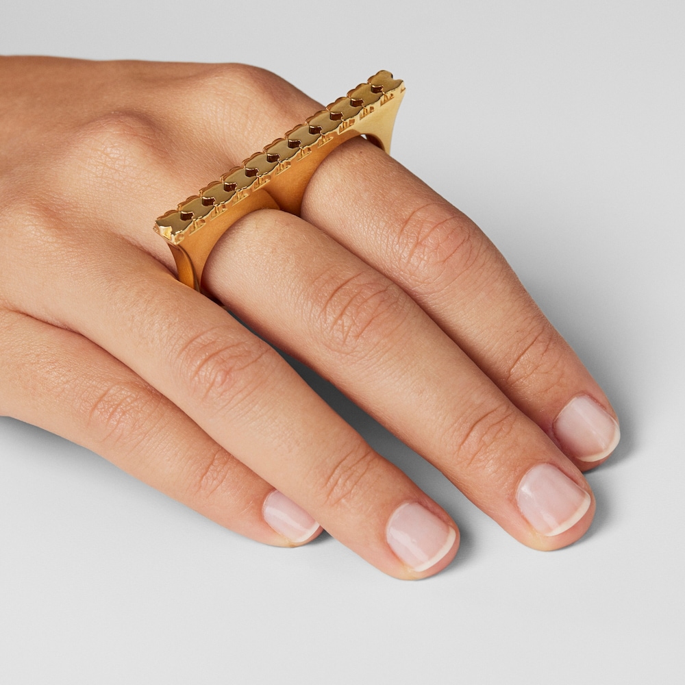 Anillo doble de plata vermeil Straight