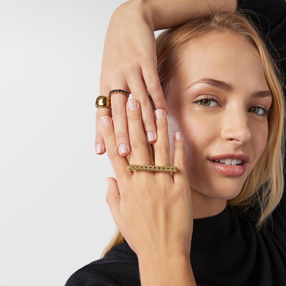 Anillo doble de plata vermeil Straight