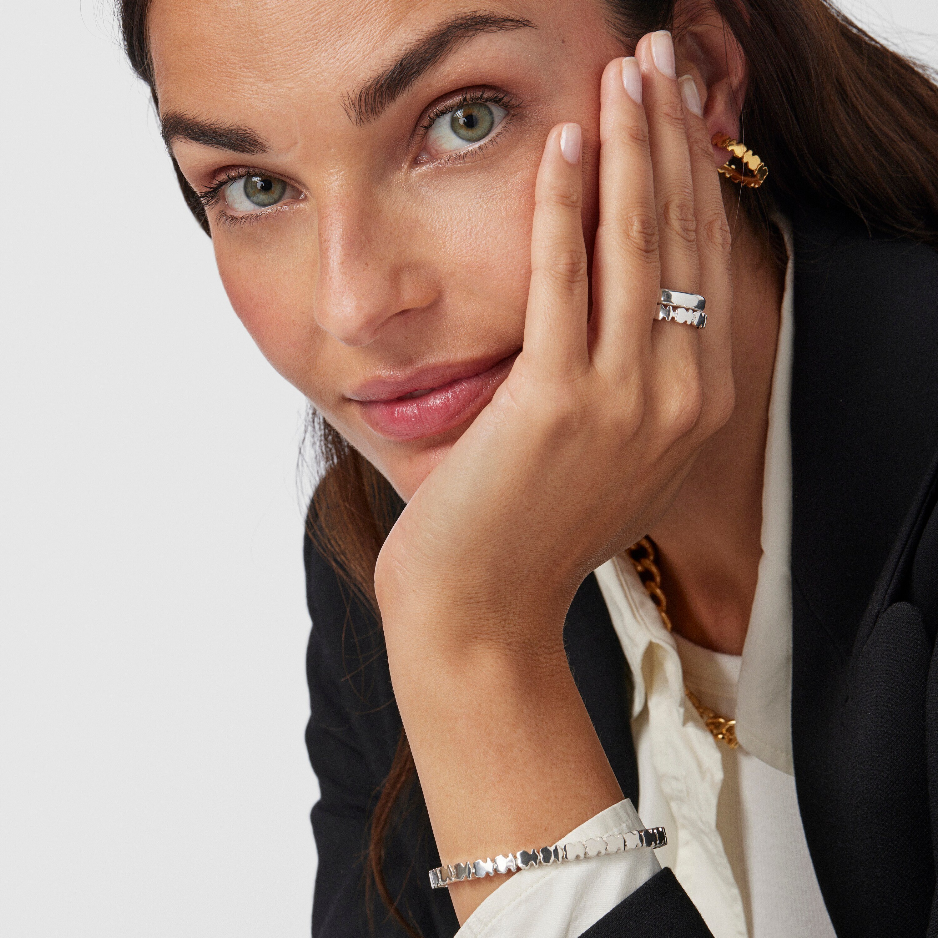 Set of Silver Straight Rings