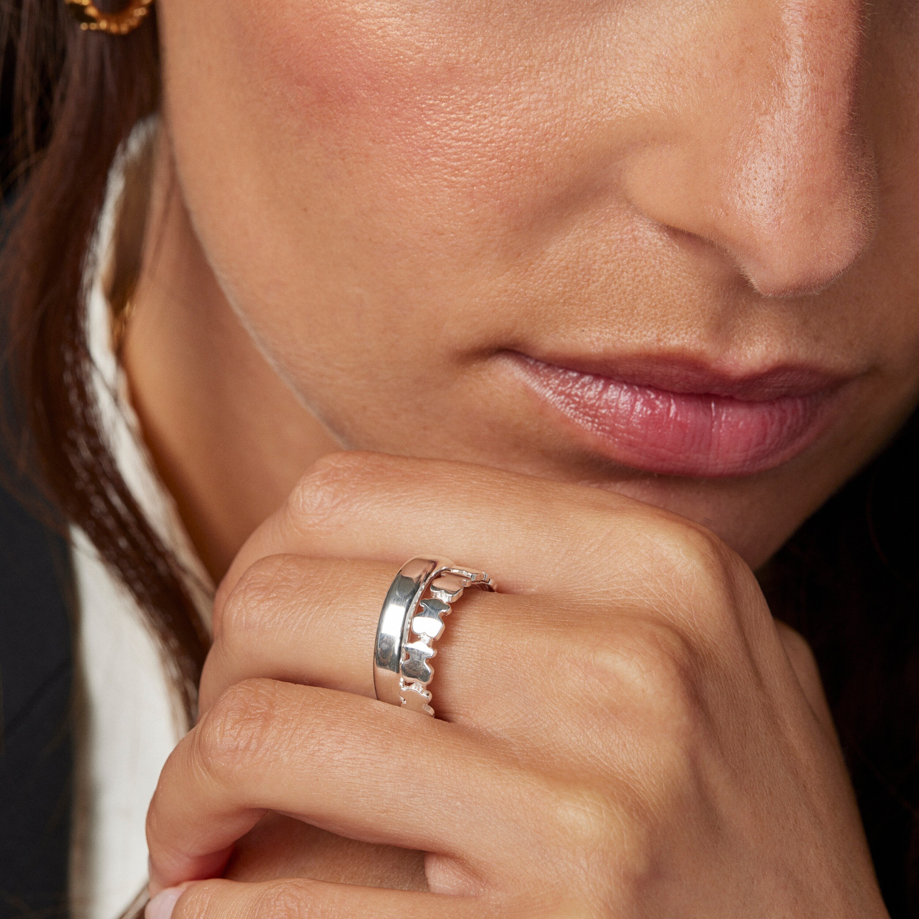 Set of Silver Straight Rings