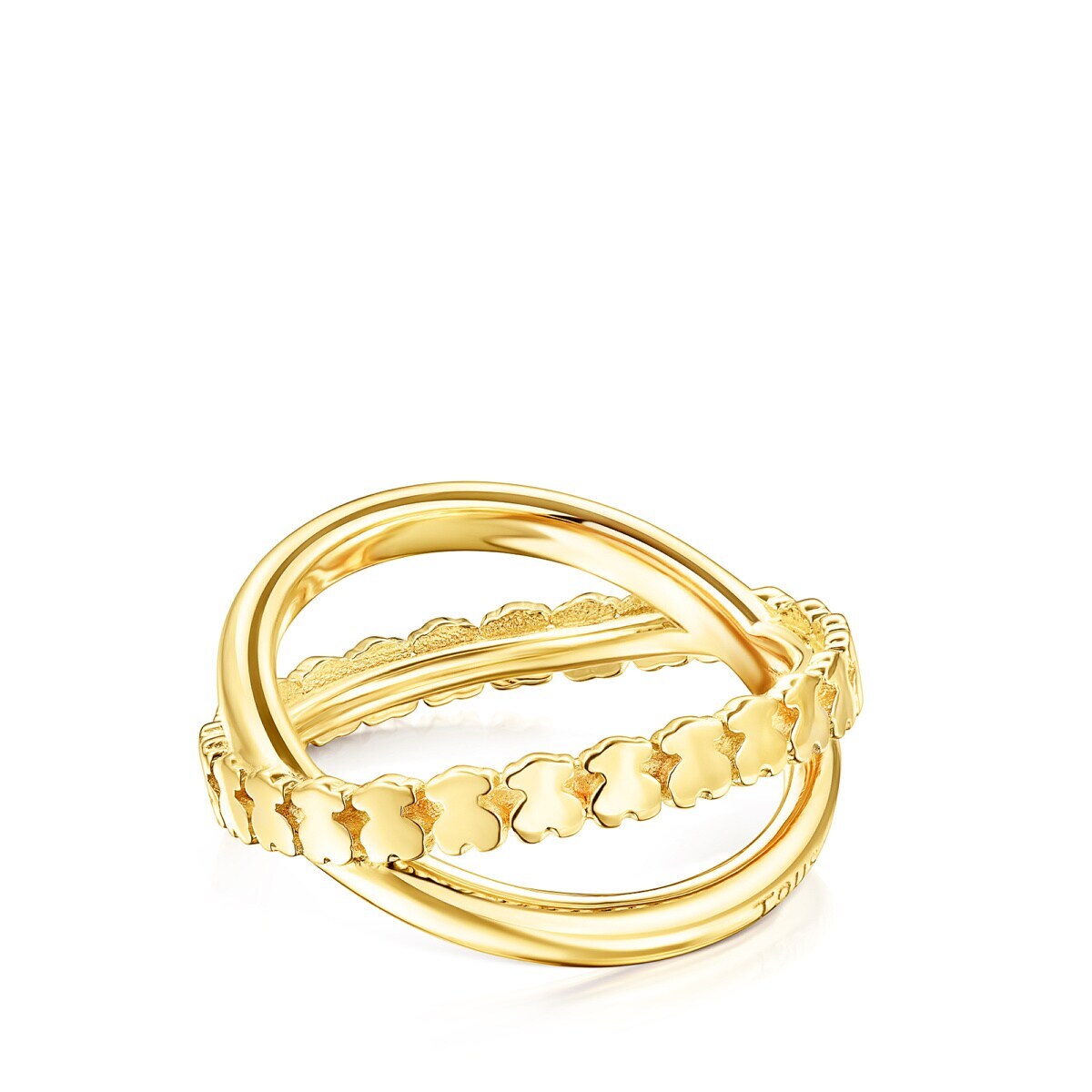 Anillo cruz con baño de oro 18 kt sobre plata Straight
