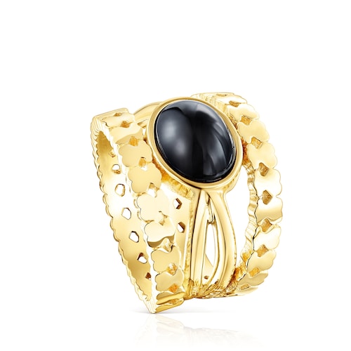 Anillo de plata vermeil y ónix Straight