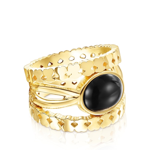 Anillo de plata vermeil y ónix Straight