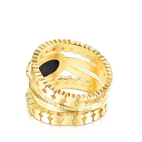 Anillo de plata vermeil y ónix Straight