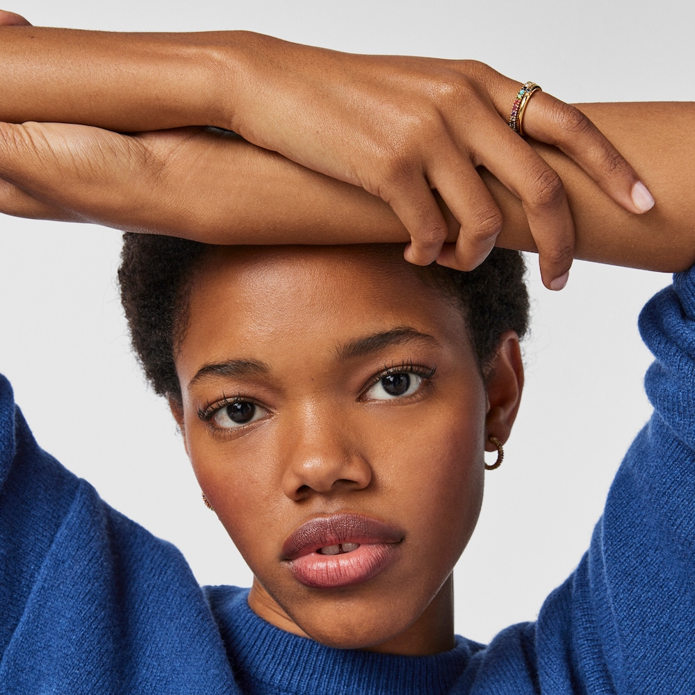 Anillo Straight Color con ba&ntilde;o de oro 18 kt sobre plata y gemas