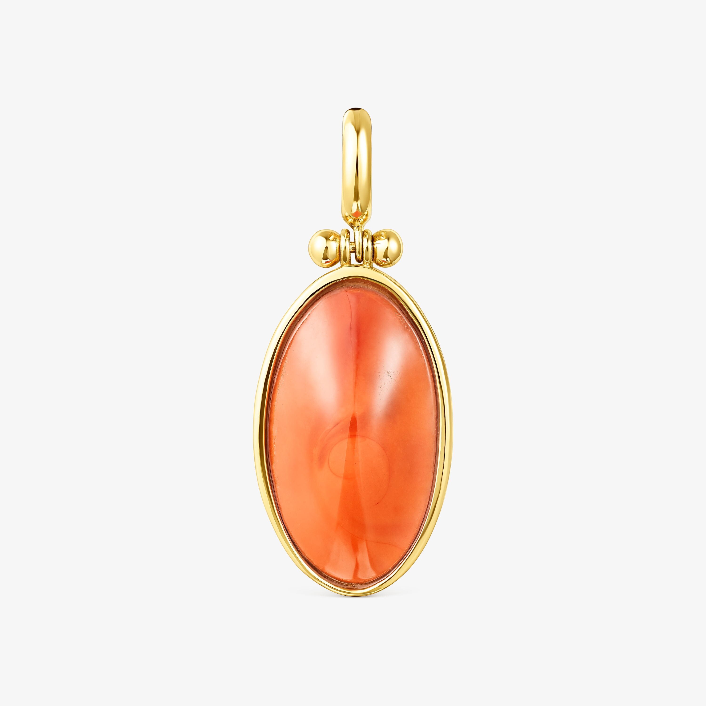 18K gold vermeil Cocktail Pendant with orange Glass