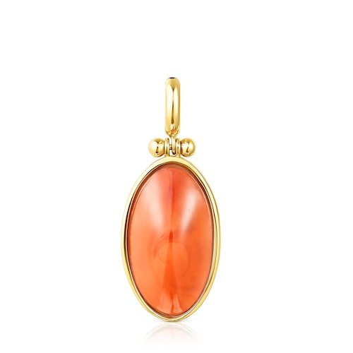 18K gold vermeil Cocktail Pendant with orange Glass