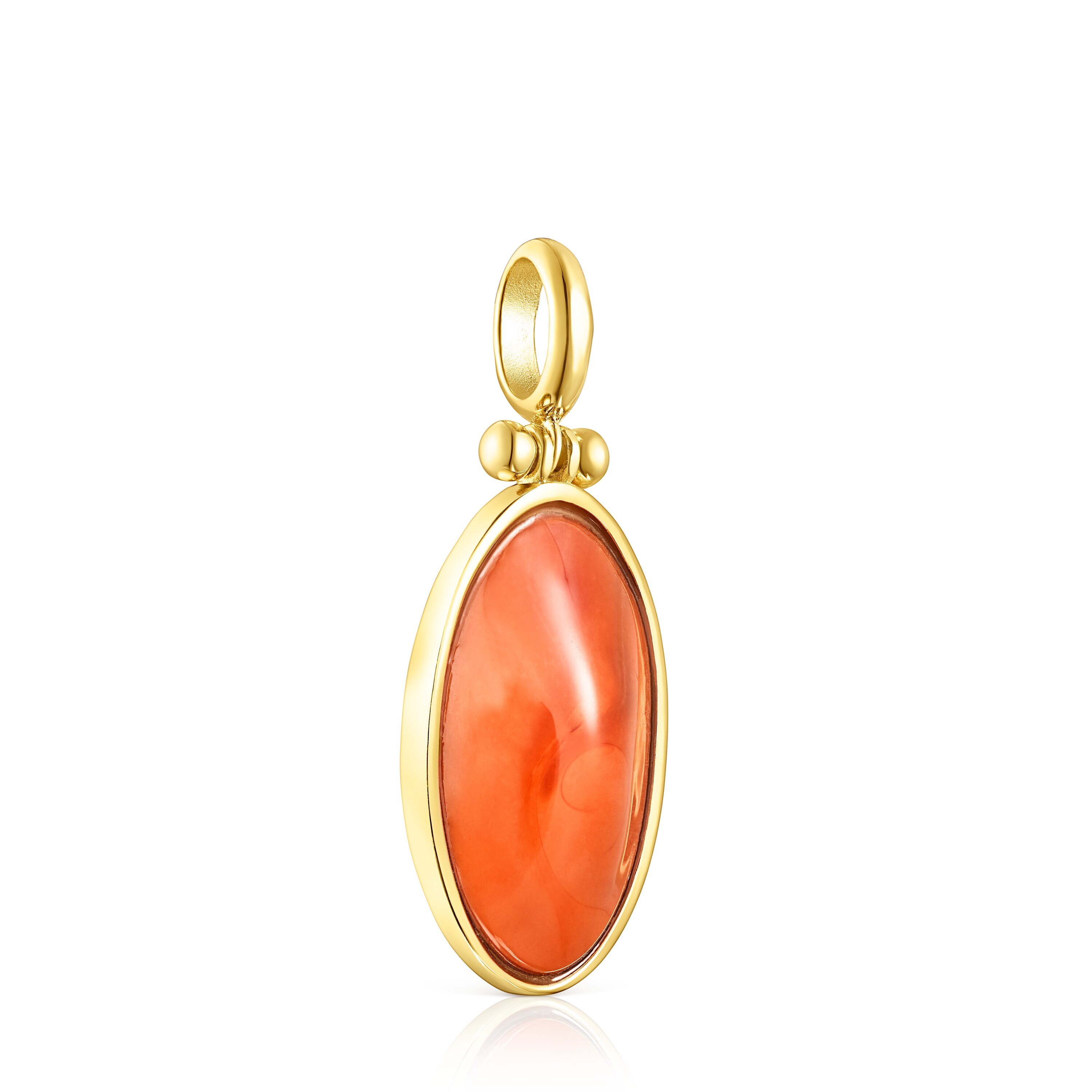 18K gold vermeil Cocktail Pendant with orange Glass