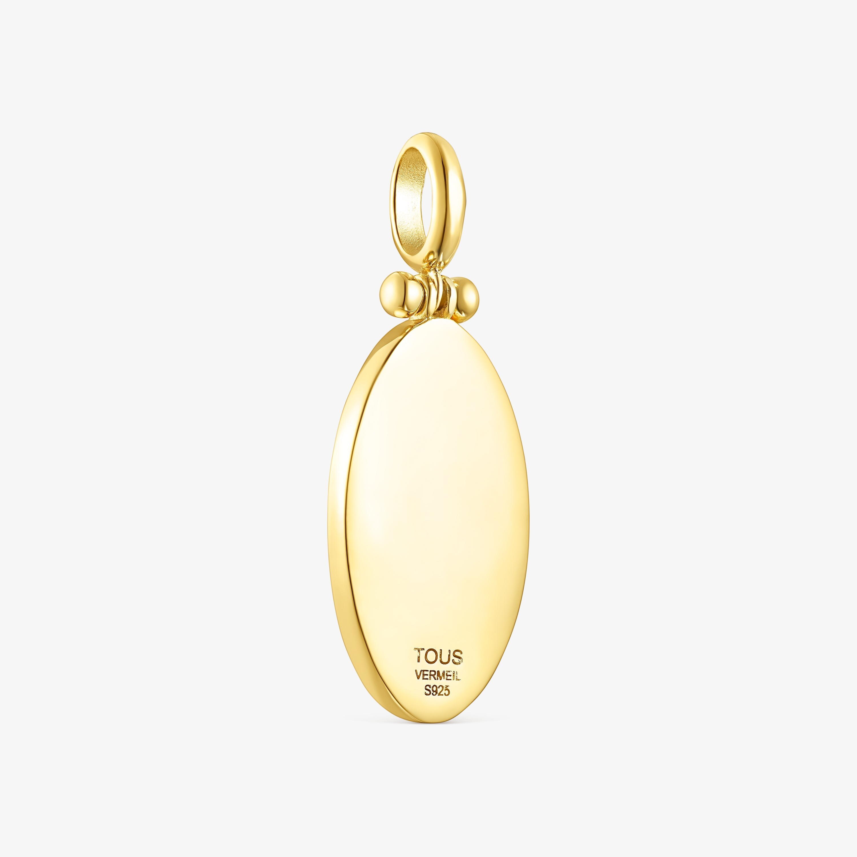 18K gold vermeil Cocktail Pendant with orange Glass