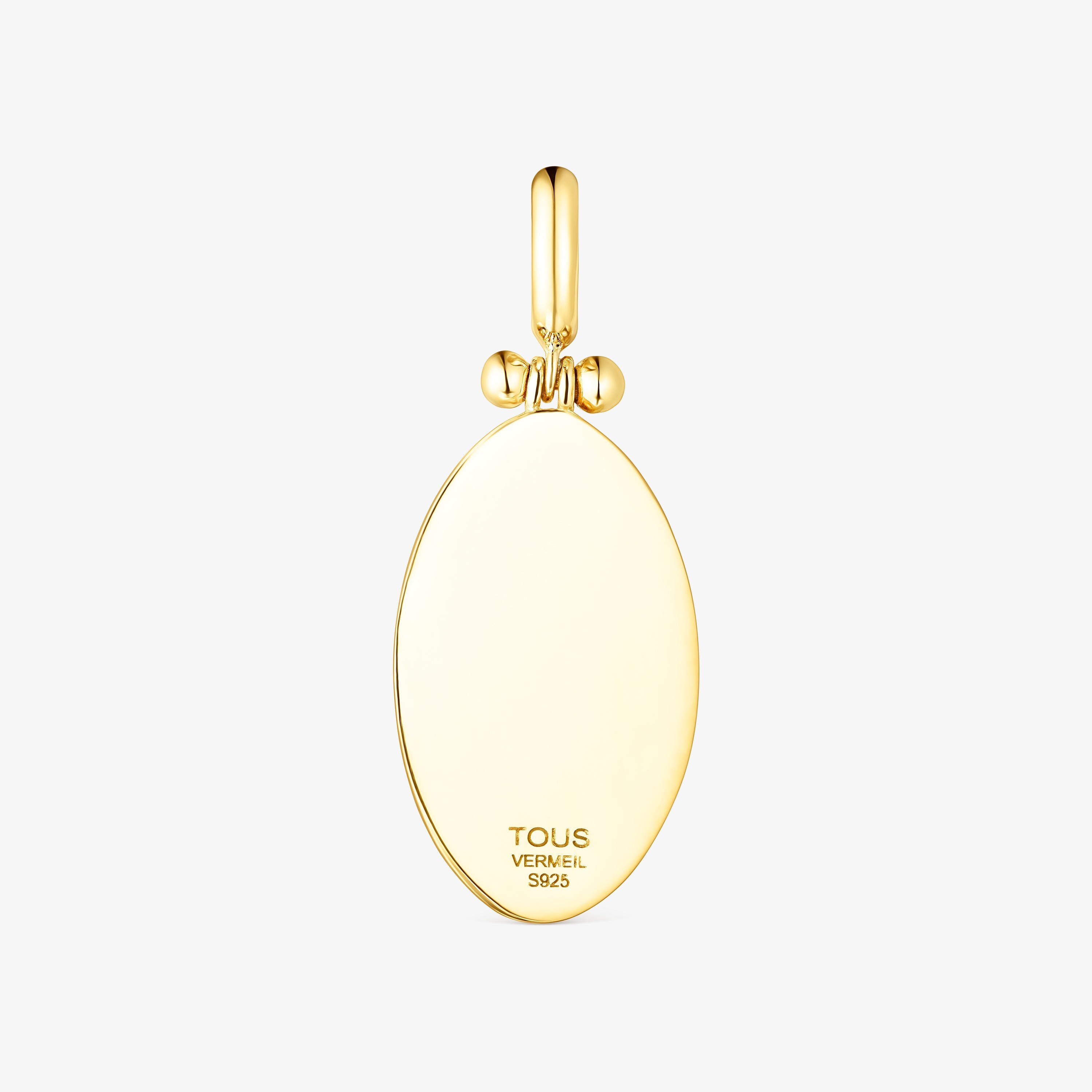 18K gold vermeil Cocktail Pendant with orange Glass