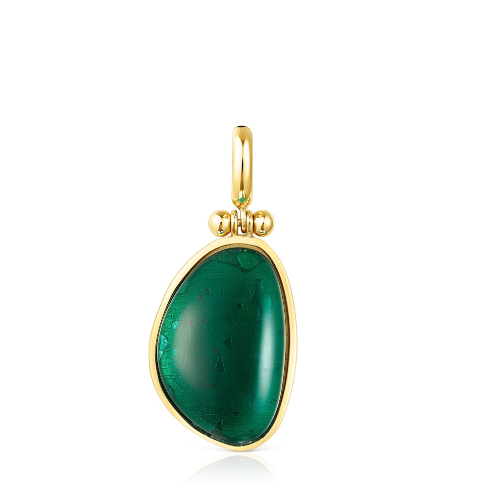 Silver Vermeil Cocktail Pendant with green Glass image number 0