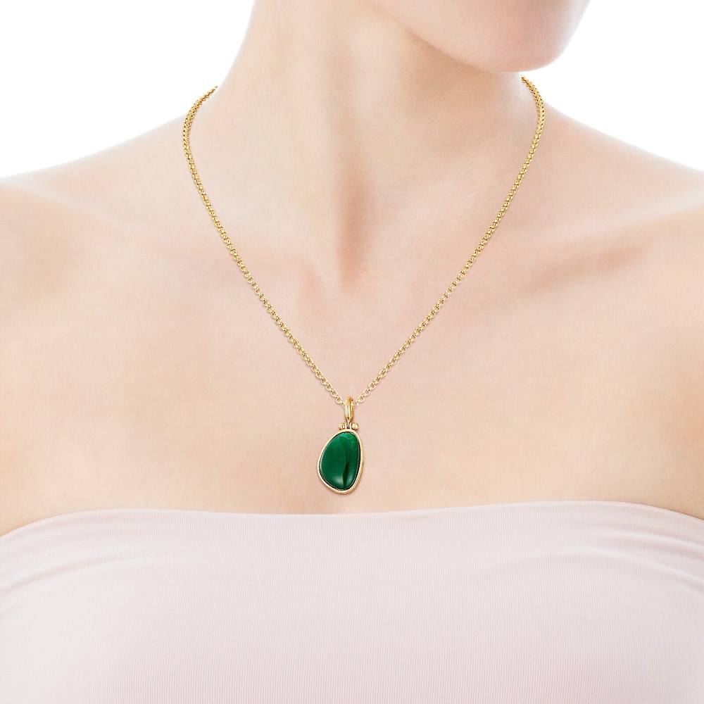 Silver Vermeil Cocktail Pendant with green Glass image number 4