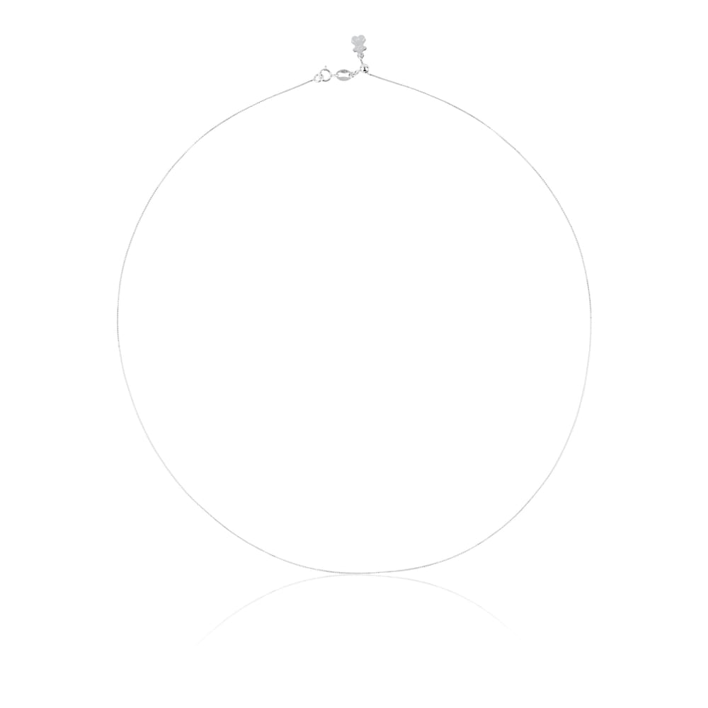 Gargantilha TOUS Chain em Ouro branco cord&atilde;o fino, 45&nbsp;cm.