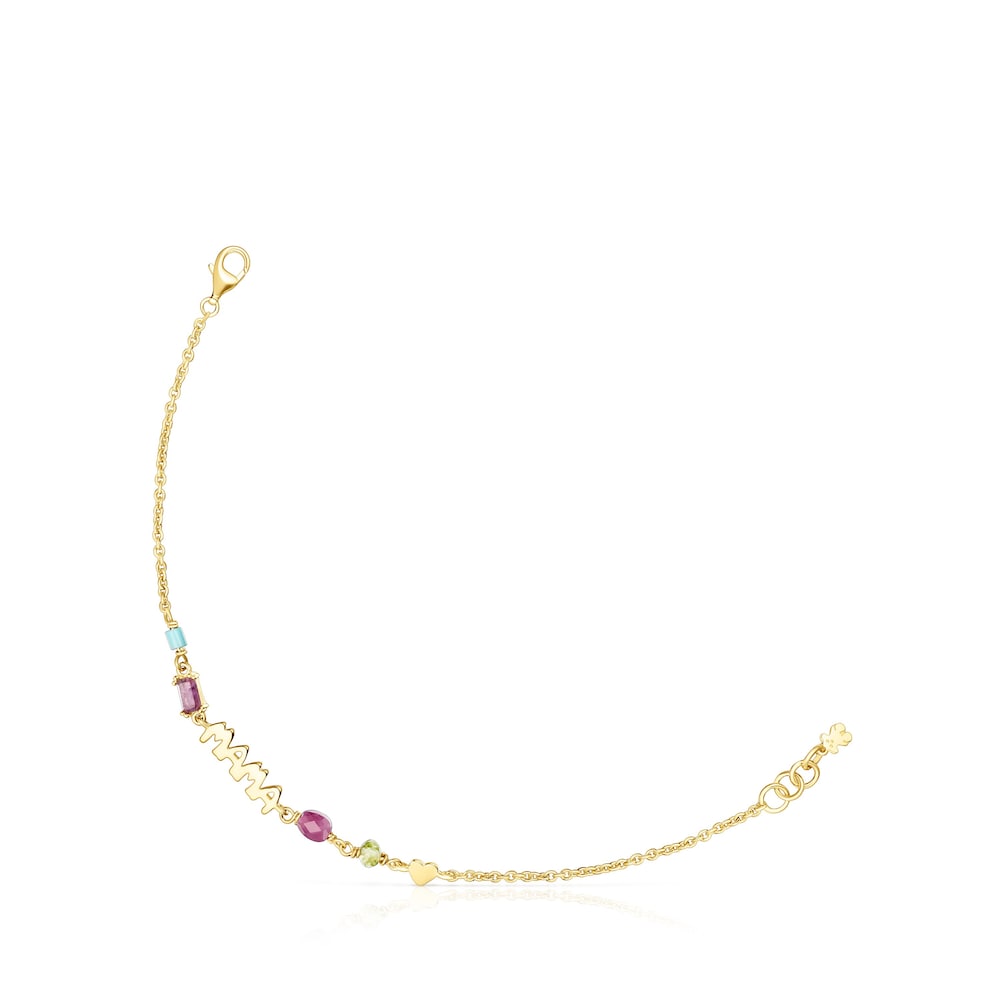 Pulsera con ba&ntilde;o de oro 18 kt sobre plata y gemas TOUS Mama