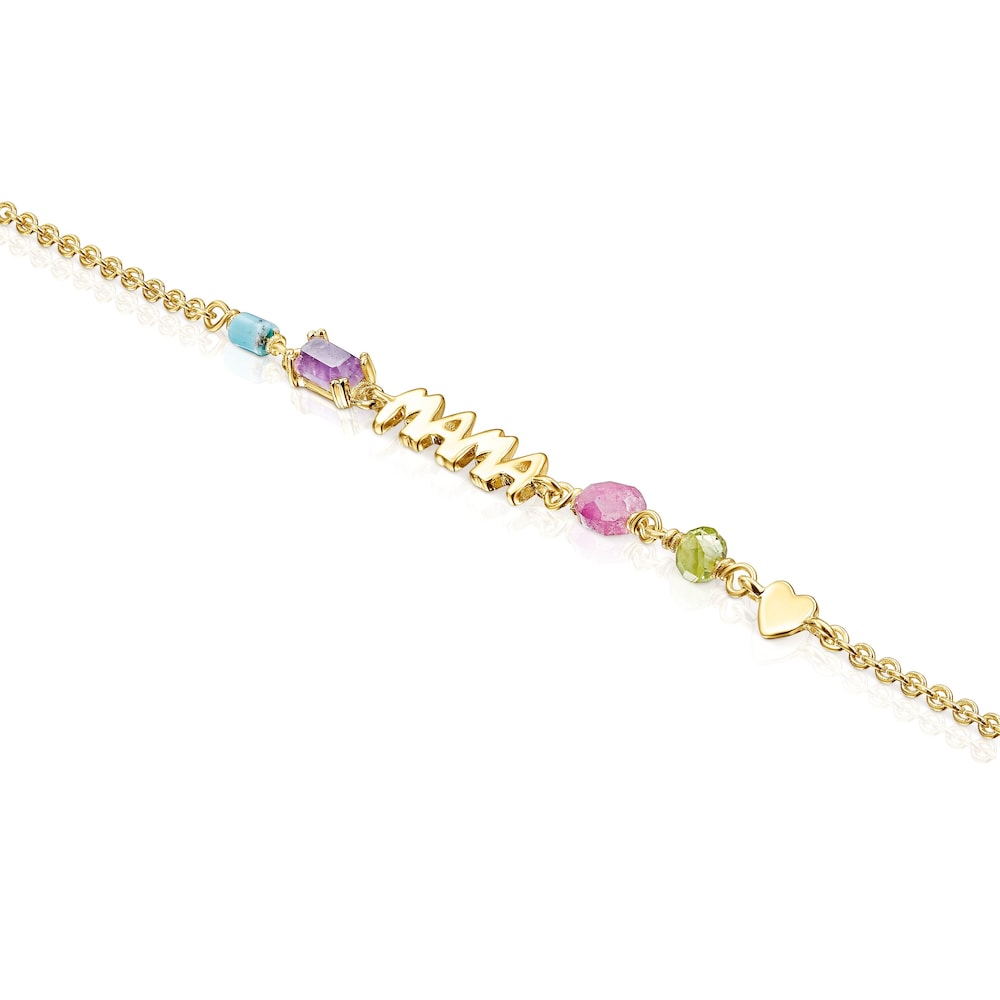Pulsera con ba&ntilde;o de oro 18 kt sobre plata y gemas TOUS Mama