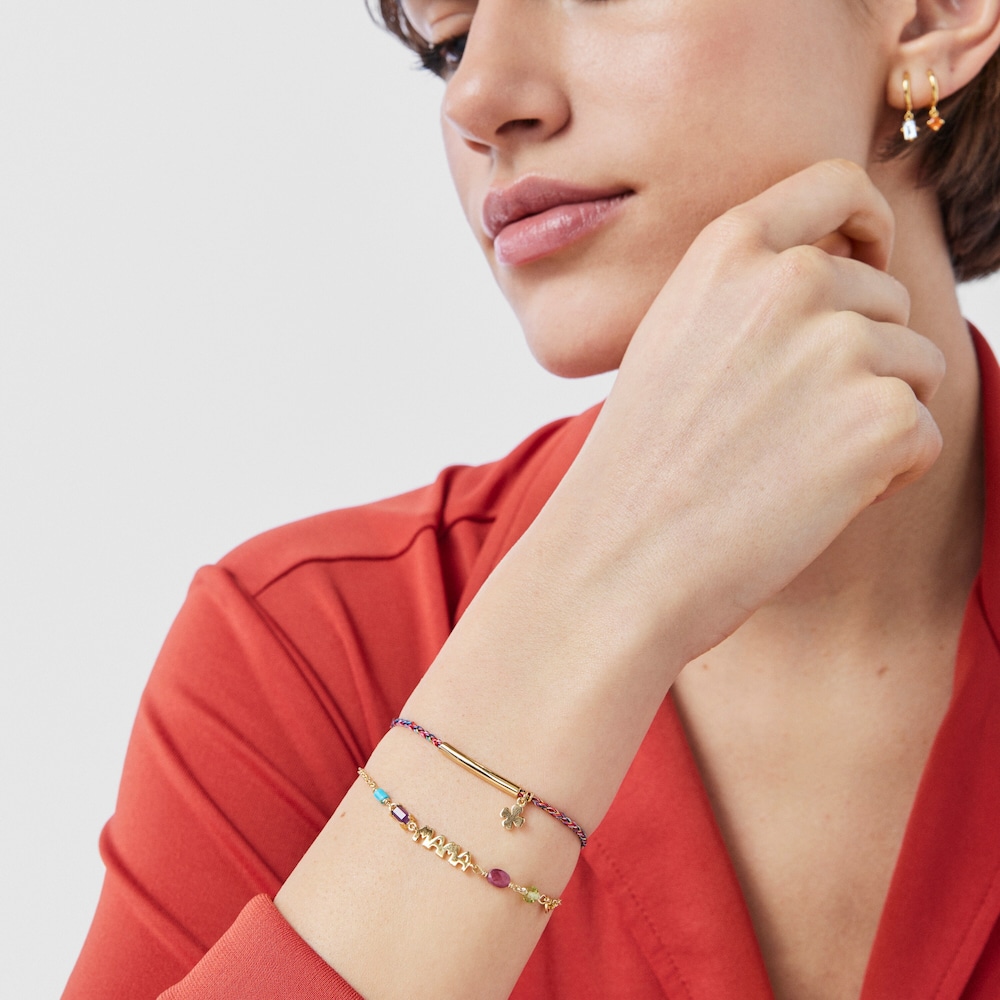 Pulsera con ba&ntilde;o de oro 18 kt sobre plata y gemas TOUS Mama