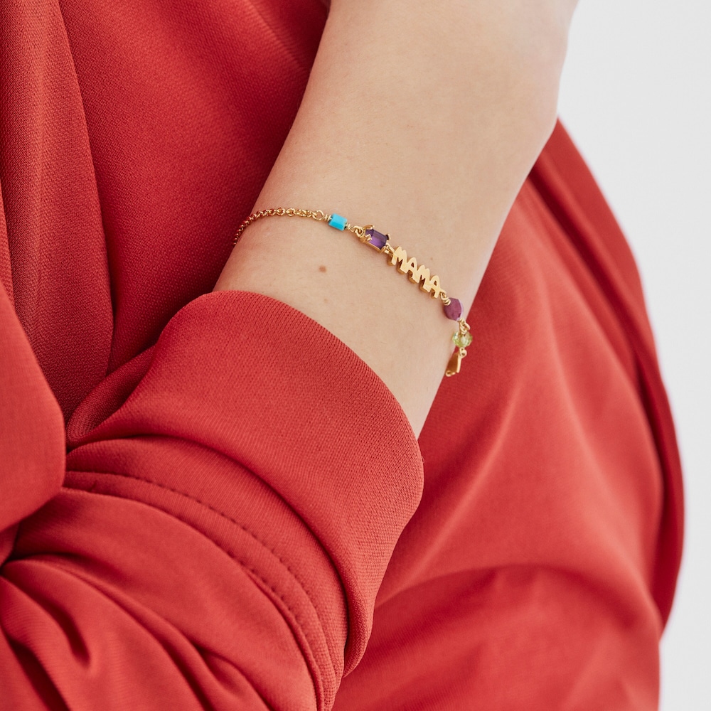 Pulsera con ba&ntilde;o de oro 18 kt sobre plata y gemas TOUS Mama