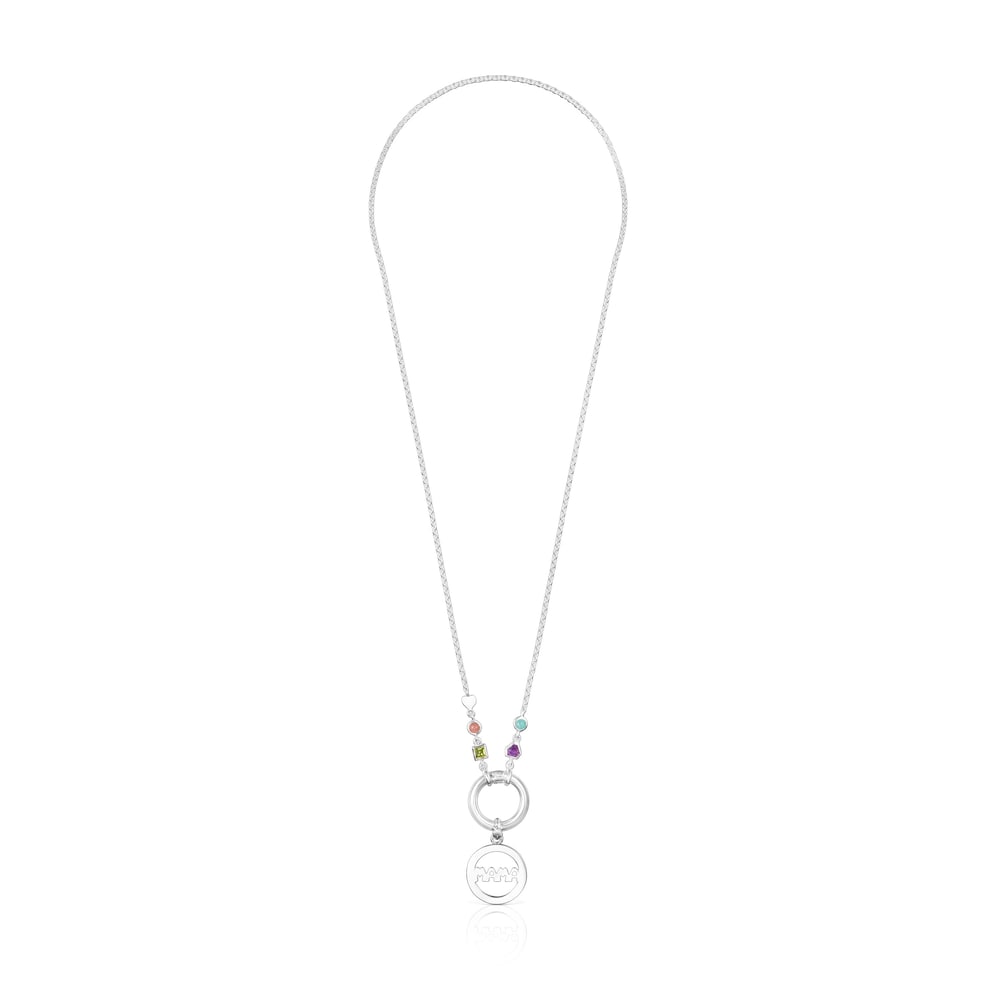 Silver TOUS Mama medallion Necklace with Gemstones Silver TOUS Mama medallion Necklace with Gemstones