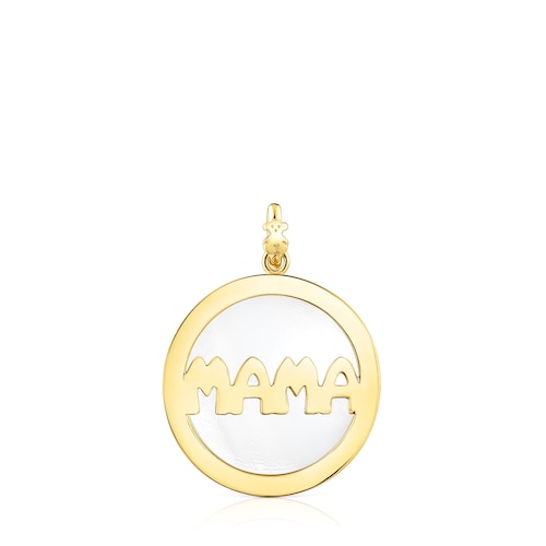 Colgante peque&ntilde;o con ba&ntilde;o de oro 18 kt sobre plata TOUS Mama
