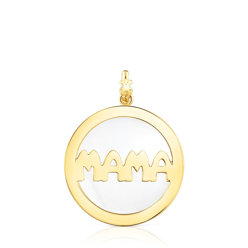 Dije grande TOUS Mama con ba&ntilde;o de oro 18 kt sobre plata