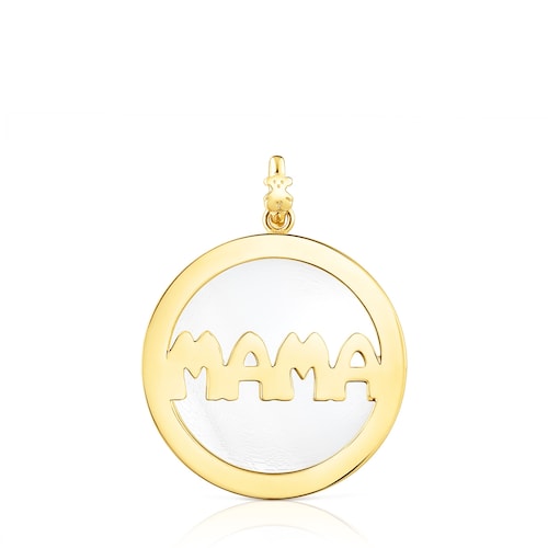 Colgante grande con ba&ntilde;o de oro 18 kt sobre plata TOUS Mama