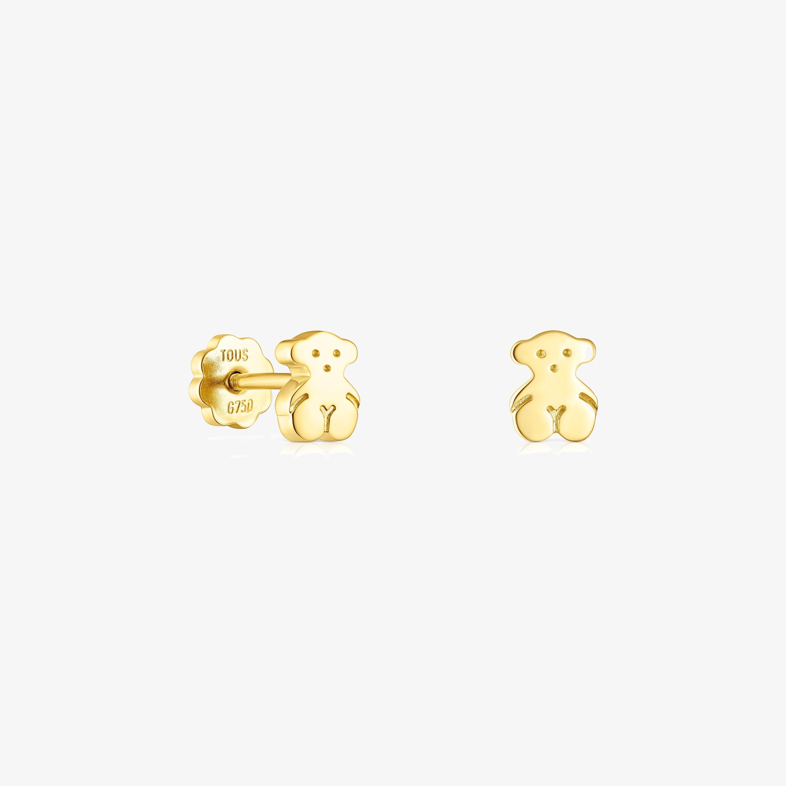 18K solid gold Puppies Earrings Bear motif