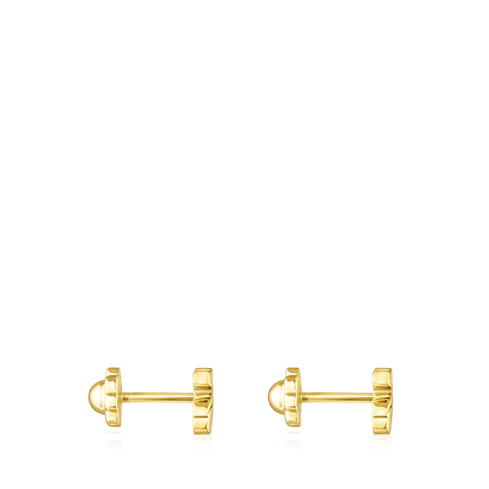 Gold Puppies Earrings Bear motif image number 1