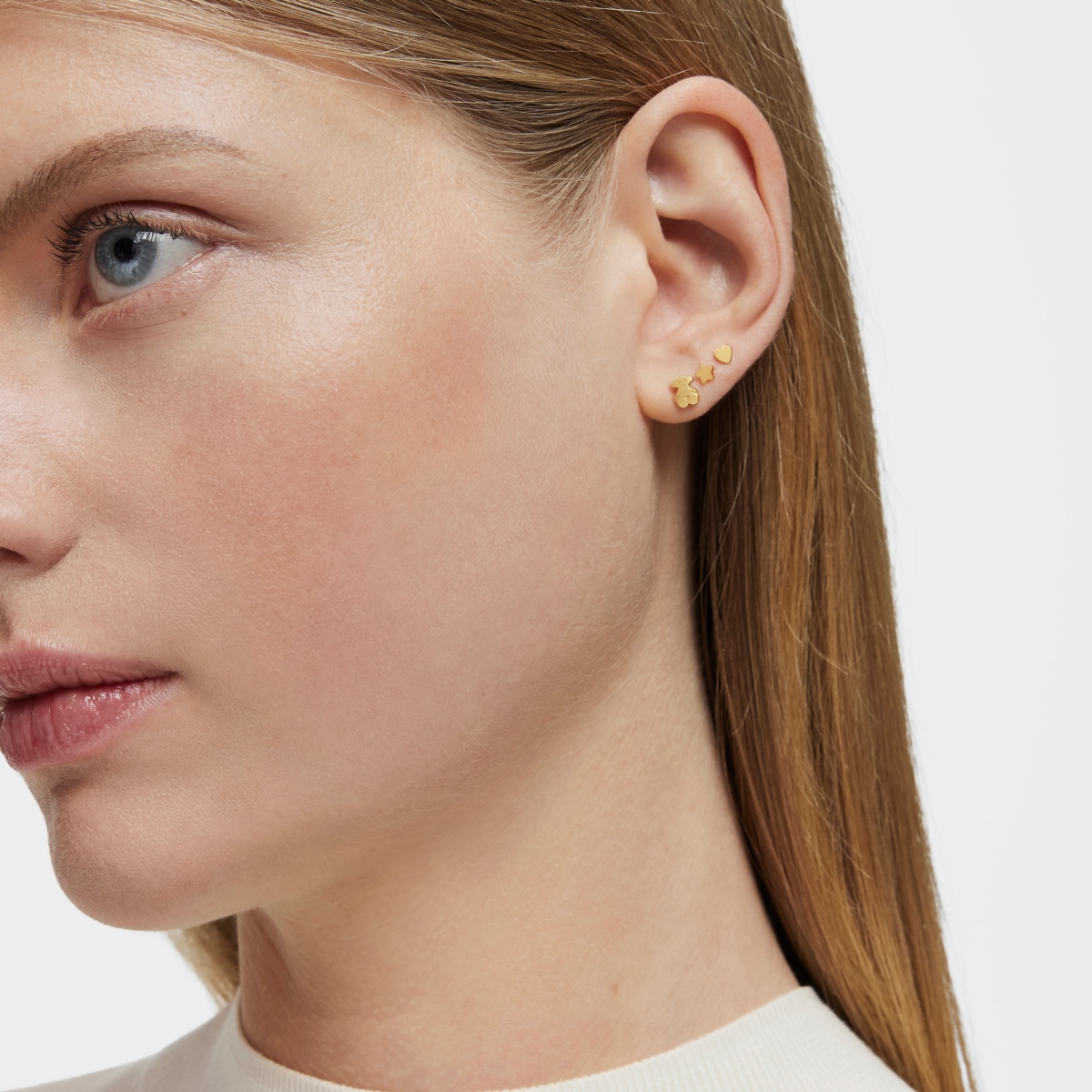 Gold Puppies Earrings Bear motif