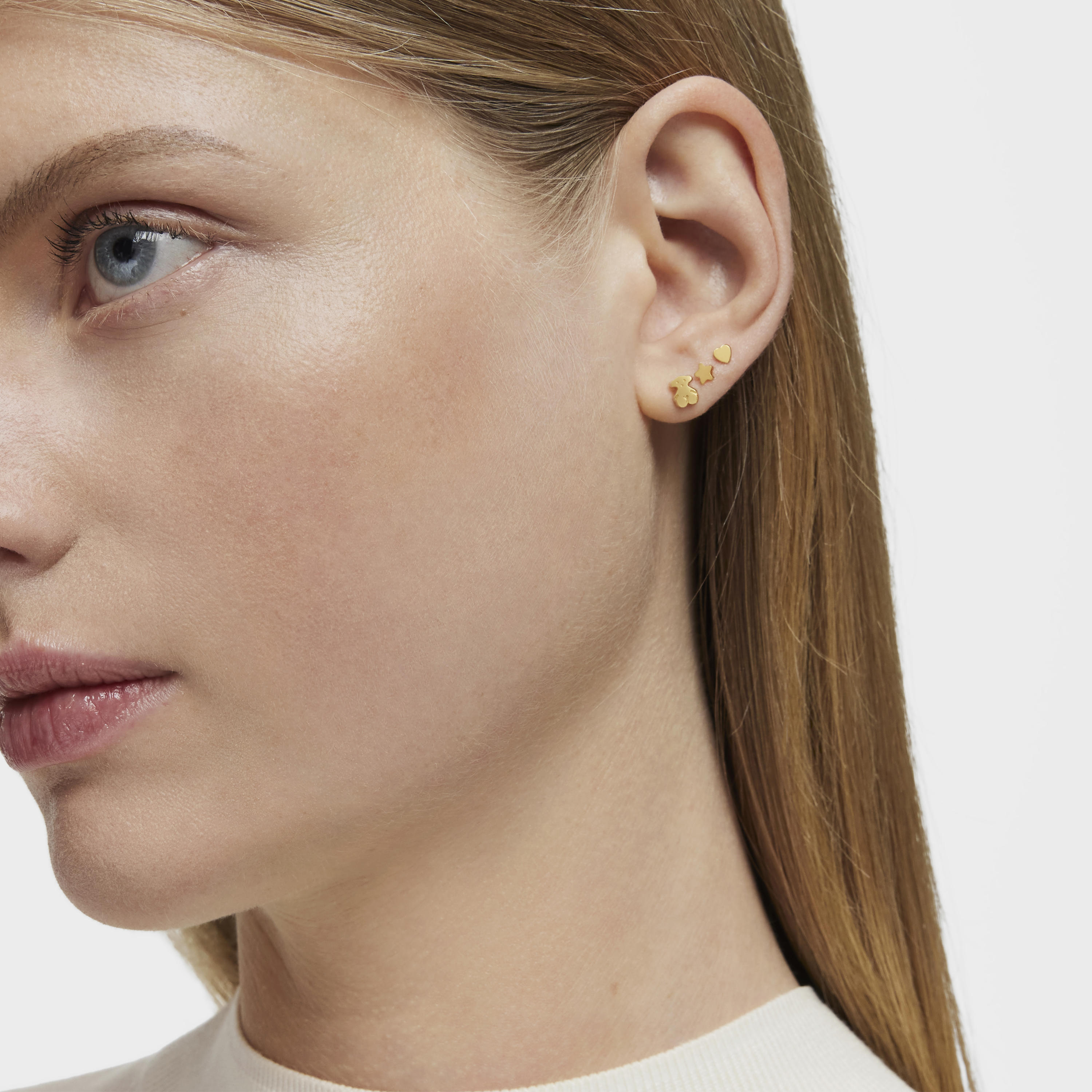 Gold Puppies Earrings Bear motif