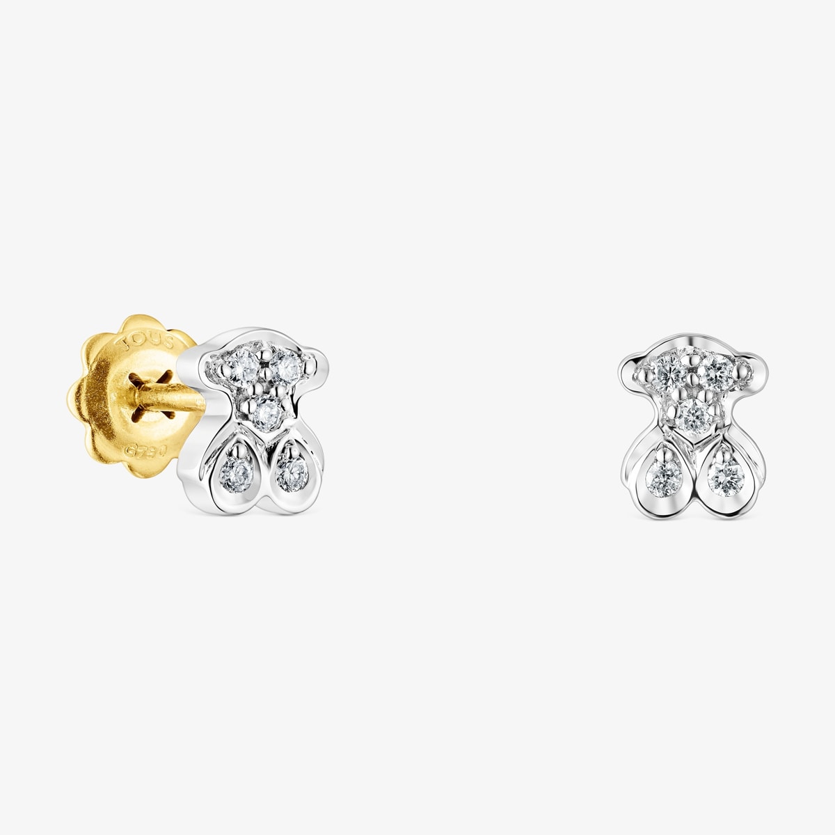 Tous - Pendientes Oso De Oro Blanco Y Diamantes Puppies - Transparente